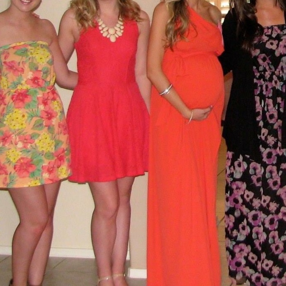 Coral lace dress
